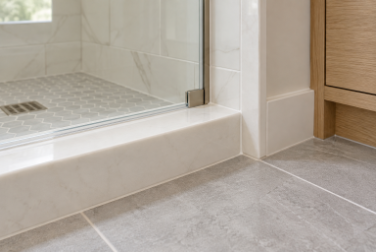 Floor and wall transitions after bathtub removal