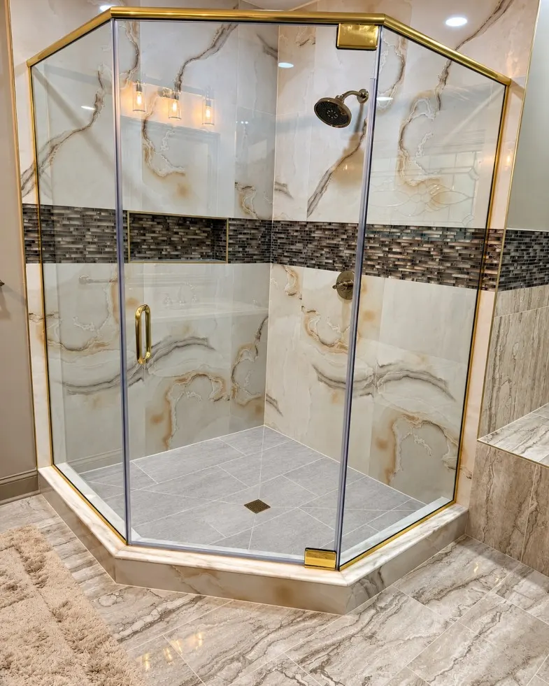 Luxury bathroom with marble tile