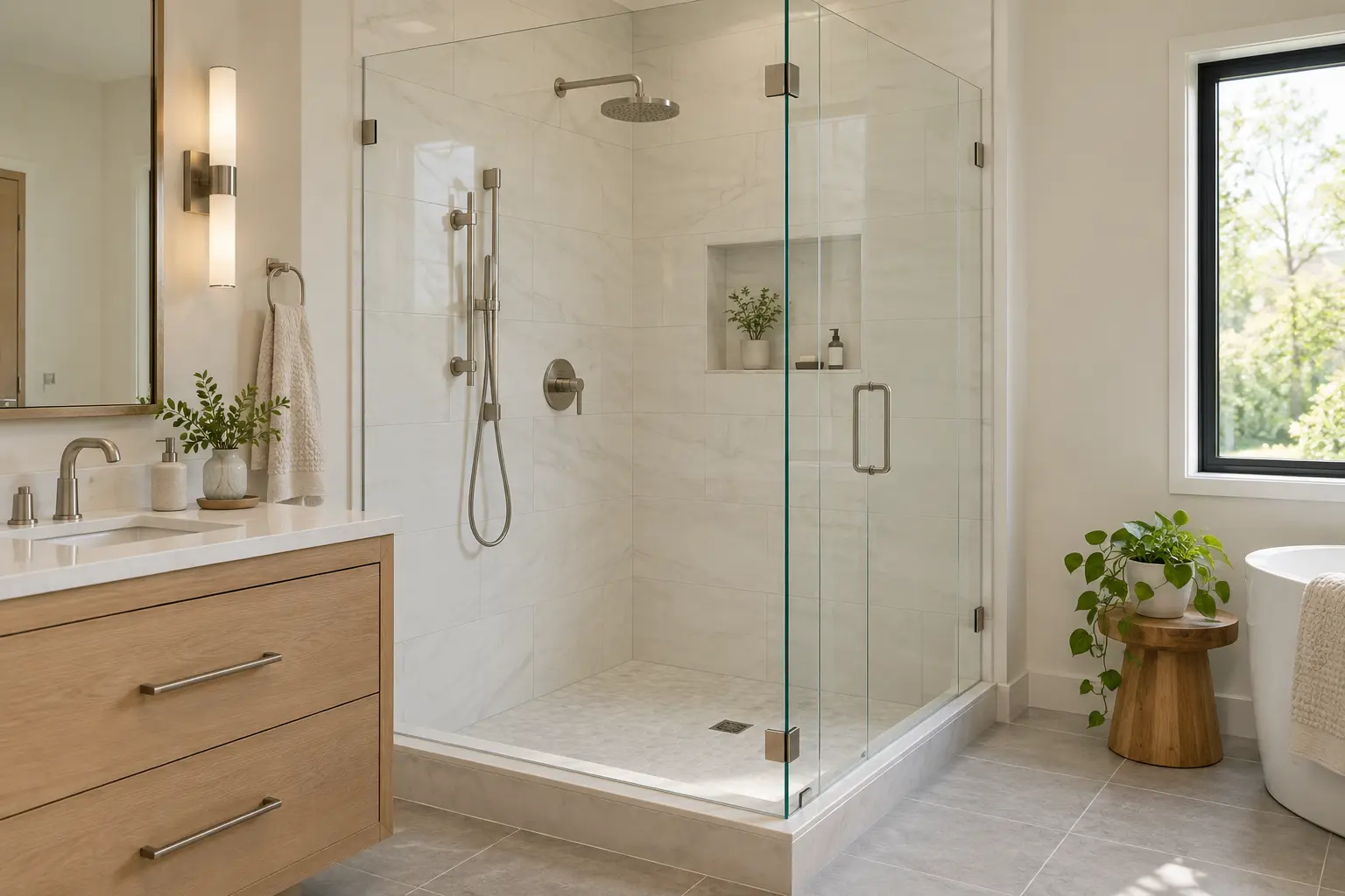 Shower glass door and enclosure options