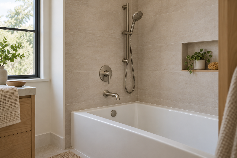 Bathtub area planned within a Virginia Beach bathroom remodel