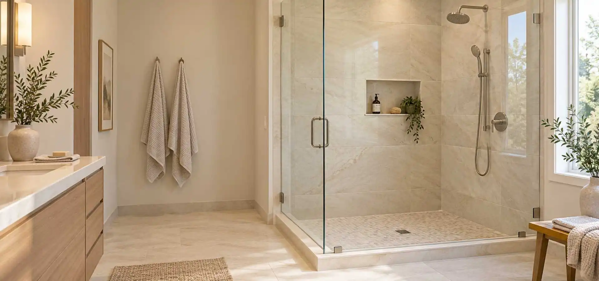 Walk-in shower planned for everyday use in Virginia Beach